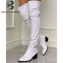 Bonjomaria botas femininas de cano alto, novos sapatos de salto alto da moda para mulheres, tamanho grande 32 a 48, outono, 2020 2024 - compre barato