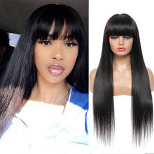 Ijoy-peruca de cabelo humano com franja, cabelo encaracolado, não-remy, cor preta, cabelo brasileiro, para mulheres negras 2024 - compre barato
