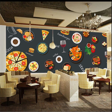 Personalizado hambúrguer ocidental comida rápida restaurante decoração industrial preto fundo da parede mural papel de parede 3d pizza snack bar 2024 - compre barato