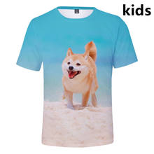 Camiseta con estampado 3d de perro Shiba Inu Doge para niños y niñas, ropa de dibujos animados Kawaii, de 3 a 14 años 2024 - compra barato
