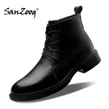 Autumn Winter Ankle Short Genuine Leather Boots Men Zipper Retro Black Casual Fashion Big Size 48 49 50 2024 - buy cheap