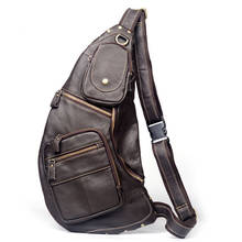 Men Genuine Leather Chest Bag  famous brand Chest Shoulder Messenger Bags Casual  Vintage Sling Back Pack of the 2024 - buy cheap