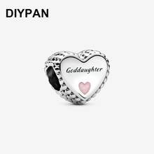Fit Original Pandora Bracelet Charm Goddaughter Heart Charm Bead DIY Jewelry Berloque 2024 - buy cheap