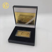 1pc 24K Gold Plated Zimbabwe bar Metal Commemorative Coin with gift box For Business Collection Gifts Home Decor For Christmas 2024 - buy cheap