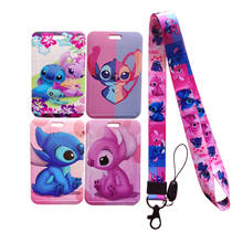 Disney Card Holder Stitch Horizontal Identification Card Holders Girls Pretty Neck Strap Lanyards Name Badge Holder Card Cover 2024 - buy cheap