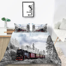 Juego de cama de tren de invierno, hermoso edredón 3D creativo, tamaño King, doble, individual, diseño único 2024 - compra barato