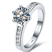 Обручальное кольцо с муассанитом 1 карат, 18 К, из белого золота AU750 2024 - купить недорого