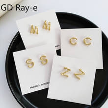 New Fashion Simple Letter Stud Earrings for Women Cute Simple Korean Cool Textured Female Jewelry Gold Baroque Earrings Set 654 2024 - buy cheap