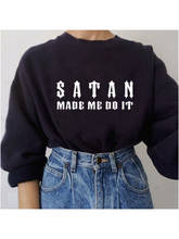 Satan Made Me Do It-Sudadera con capucha para mujer, de manga larga, estilo gótico, Harajuku, holgada e informal, color negro 2024 - compra barato