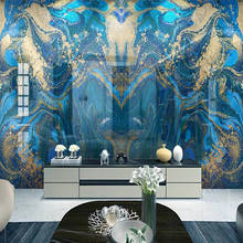 Настенная 3D Роспись на заказ, абстрактный синий и золотой мраморный узор, задний план для телевизора, современные настенные бумаги, домашний декор для гостиной 2024 - купить недорого