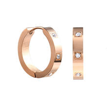 Fashion Hoop Crystal Earrings Women's Stainless Steel Jewelry Rose Gold Luxury Designer Love Huggies Earrings Woman Accessories 2024 - buy cheap