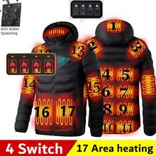 Men 9 Areas Heated Jacket USB Winter Outdoor Electric Heating Jackets Warm Sprots Thermal Coat Clothing Heatable Cotton jacket 2024 - купить недорого