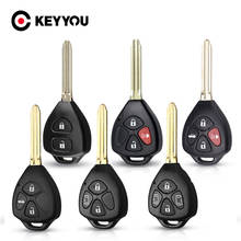 Keyyou capa de chave remota para toyota camry fob, capa com 3 botões para substituição de chaves de carro com lâmina toy43 2024 - compre barato