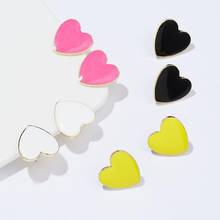 Pendientes llamativos con forma de corazón para mujer, aretes con cierre de tuerca, estilo callejero, negro, blanco, rosa, amarillo, joyería coreana, 2020 2024 - compra barato