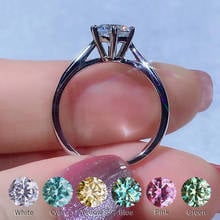 100% Real Moissanite Rings For Women 0.5CT 1CT 2CT Blue Cyan Pink Yellow Green White Diamond Rings S925 Sterling Silver Jewelry 2024 - buy cheap