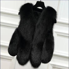 Faux Fox Fur Vest Women Medium Short Luxury Fake Fur Vests Winter New Fashion Female Furry Vest Furs Gilet 2024 - buy cheap