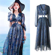 Korea Fashion Summer Elegant Dresses For Women Sexy Chic Hollow Out Long Dress V Neck Women's Dress Ladies Party Robe SL454 2024 - buy cheap