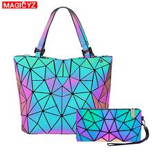 Conjunto de bolsa feminina luminosa, bolsa longa de ombro com brilho colorido e zíper 2024 - compre barato