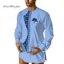2020 African Shirt Dashiki Men Long Sleeve Collarless Shirt Tops Casual African Print Shirt Causal Party Office Shits Wax WYN689 2024 - buy cheap