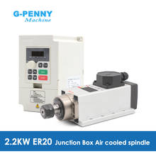 G-Penny 2.2kw ER20 Air Cooled Spindle Kit 4 pcs Bearings 0.01mm Accuracy Square Type With Flange & 2.2kw 220v QL Inverter / VFD 2024 - buy cheap