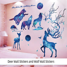 [Shijuehezi] adesivo de parede de rena e lua, faça você mesmo, decoração de casa para o quarto das crianças 2024 - compre barato