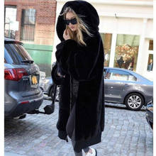 2020 New Casual Women Fur Jacket Outwear Oversized Winter Warm Hooded Large Size Long Solid Color Faux Fur Coat B004 2024 - buy cheap