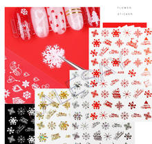 Merry Christmas 3D White Red Snow Nail Art Decals Nail Sticker Manicure Laser Gold Silver Sticker for Nail Design Decoration 2024 - buy cheap