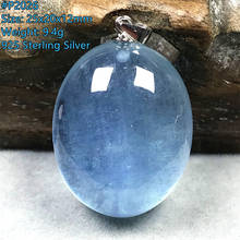 Top Natural Blue Aquamarine Stone Pendant Jewelry For Women Men Healing Royal Gift Crystal 925 Silver Oval Beads Gemstone AAAAAA 2024 - buy cheap