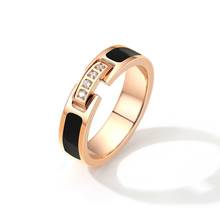 Anel de joias em aço inoxidável 18kgp com zircônia em ouro rosê, frete grátis (gr224) 2024 - compre barato
