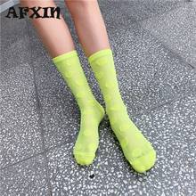 Прозрачные женские носки, зеленые, неоновые, желтые, с принтом в горошек 2024 - купить недорого