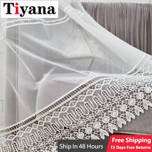 Modern White Tulle Curtains for Living Room Lacework Decoration Modern Chiffon Solid Sheer Voile Kitchen Curtain M150Y 2024 - buy cheap