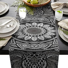 Camino de mesa moderno con diseño de Mandala Datura, decoración artística para el hogar, mantel de elefante bohemio, de alta precisión, para fiesta de boda 2024 - compra barato