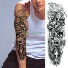 Waterproof Temporary Tattoo Sticker Skull Rose Cross Pray full arm large size fake tatto flash tatoo sleeve for men women girl 2024 - buy cheap