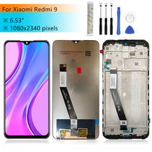 Montaje de digitalizador de pantalla lcd con marco para Xiaomi Redmi 9, piezas de repuesto de pantalla, 6,53" 2024 - compra barato