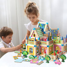 Bloques de construcción de arquitectura maestra para niños, juguetes educativos de madera, Kits de modelos de casas, ensamblaje, regalo para bebés, 128/268 Uds. 2024 - compra barato