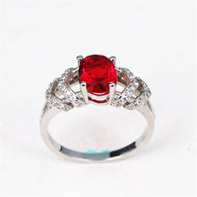 2019 nuevo Vintage destellante brillante compromiso rojo y blanco CZ Color plata anillo tamaño 6-10 Nueva joyería de moda al por mayor 2024 - compra barato
