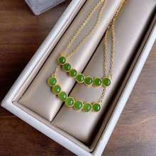 Collar de plata de ley 925 con incrustaciones de Jade para mujer, collar de cadena con colgante de estilo elegante y Natural 2024 - compra barato