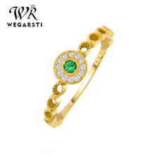 Wegersti verde sunstone ouro amarelo 925 jóias de prata oco dupla camada estilo europeu anéis para presente feminino drop shiping 2024 - compre barato