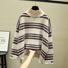 Woman Sweaters Turtleneck Sweater Loose Autumn Winter 2020 Striped Pleuche Thickened Pullover  Femme Chandails Pull Hiver 2024 - buy cheap