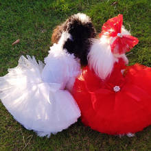 Vestido de casamento para pets, fantasia para cães, gatos, filhotes, saia, maltese, pomerania, poodle, bichon 2024 - compre barato