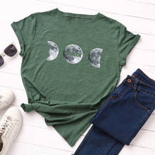 Женские хлопковые футболки с коротким рукавом, летние футболки с графическим рисунком, женские повседневные футболки большого размера, одежда с принтом Луны 2024 - купить недорого