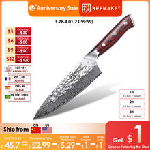 Keemake faca de chef de cozinha de 6.5 ", lâmina afiada de aço damasco japonesa para chef 60hrc, ferramenta de corte g10 2024 - compre barato