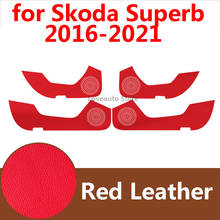 For Skoda Superb 2021 2020 2019 Car Door Anti Kick Protector Pad Leather Door Plank Mat Cover Sticker Accessories 2018 2017 2016 2024 - buy cheap