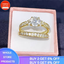 YANHUI Real Tibetan Silver 18K Gold Ring Handmade Fashion Jewelry Natural Zirconia Gemstones Rings Sets for Women Wtih Box 2024 - buy cheap