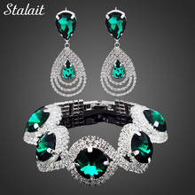 2021 Wedding Bridal Jewelry Sets For Women Rhinestone Crystal Jewelry Set Bracelet Earrings Female Set 2 Pcs Indian Accessories 2024 - buy cheap