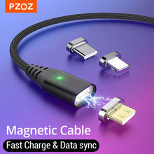 Cabo magnético pzoz carregamento rápido micro usb tipo de cabo usb tipo c ímã carregador usb c fio microusb para carregador iphone 11 pro max 7 8 plus 6s 5 x xs xr xiaomi mi 10 pro max redmi 7 8 9s k30 2024 - compre barato