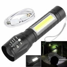 Waterproof Portable T6 COB LED Tactical USB Rechargeable 3 Modes Camping Lantern Zoomable Flashlight Torch Lamp Focus Light 2024 - купить недорого