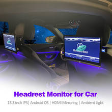 сенсорный монитор подголовник андроид монитор 1920x1080 подголовник с монитором Монитор Автомобильный на подголовник, 13,3 дюйма, 4K, HDMI, Wi-Fi, Bluetooth, USB 2024 - купить недорого