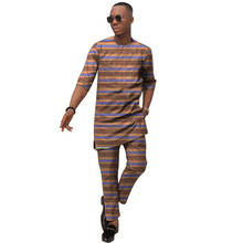 African Fashion Men's Set Clothes Half Sleeve Tops With Pants Nigerian Print Male Ankara Suits Party Wear Customized 2024 - buy cheap