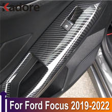 Capa de carro de fibra de carbono, para ford focus 2019, 2020, interior, porta, apoio de braço, janela, botão de elevação, acessórios interiores 2024 - compre barato